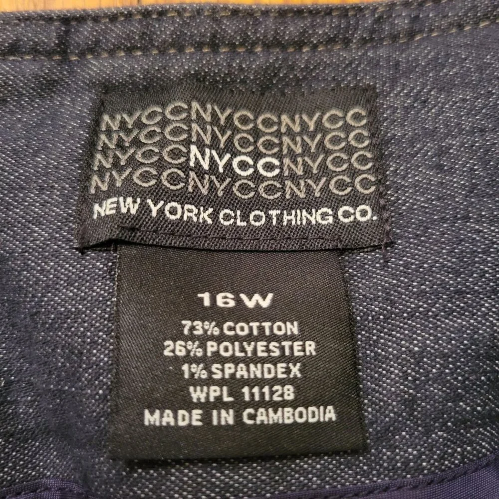 NYCC New‎ York Clothing Co Blue Jean Denim Skirt 16W Cotton Blend Stretch Modest